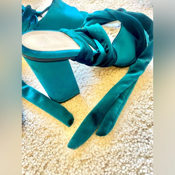 Aqua suede 3in thick heels from ASOS, new but without a box - Picture 2 of 4